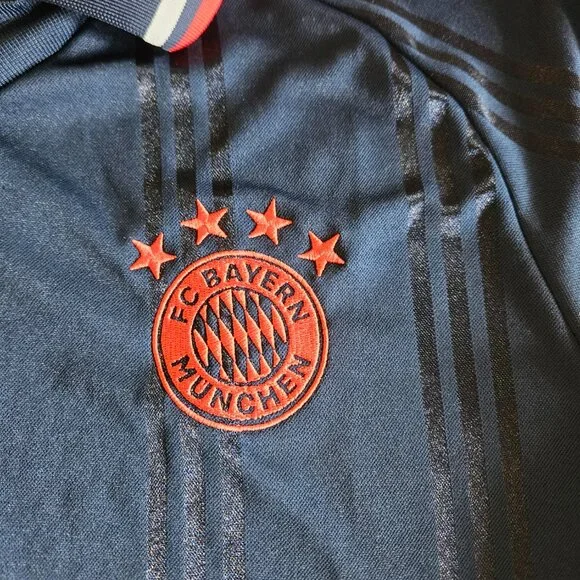 Adidas Bayern Munich Navy Long-Sleeve Polo Jersey — L - Picture 3 of 4